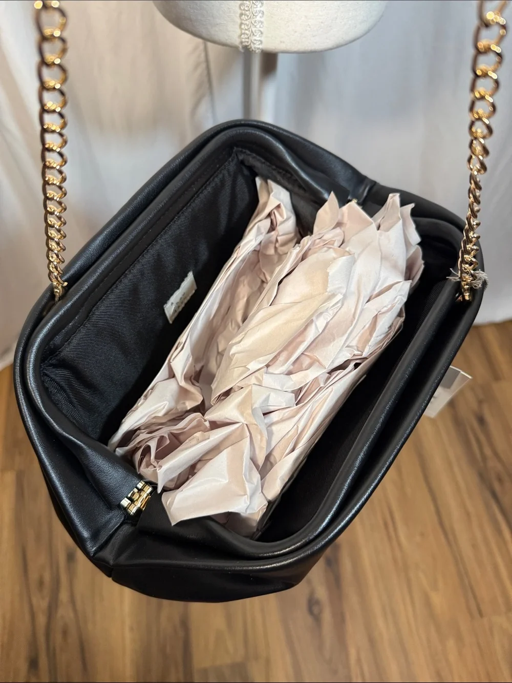 a new day Black Shoulder Bag with Gold Stud Accents